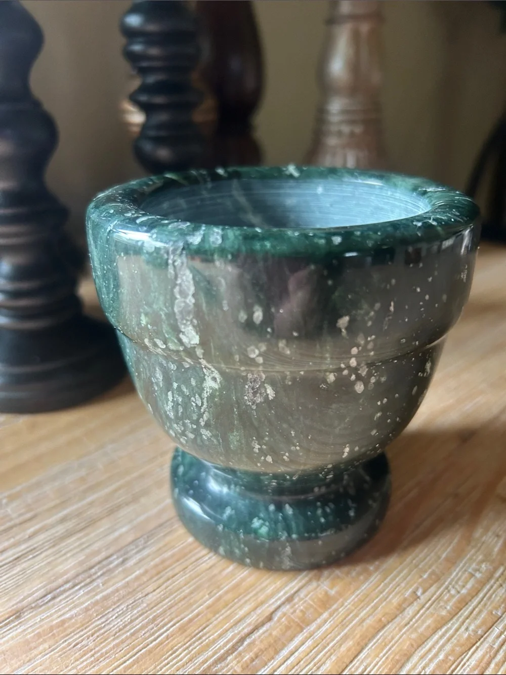 Green Solid Stone Mortar and Pestle